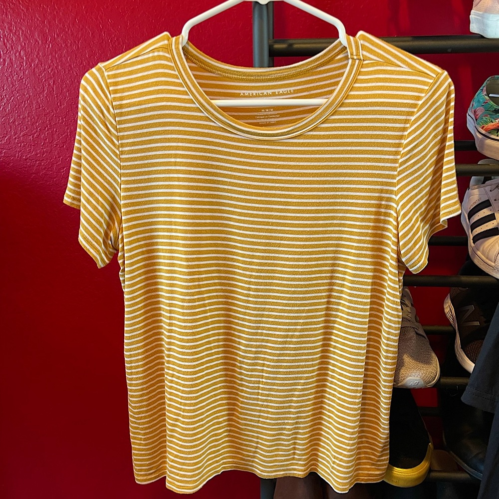 American Eagle Soft & Sexy Yellow Stripe Tee - MEDIUM